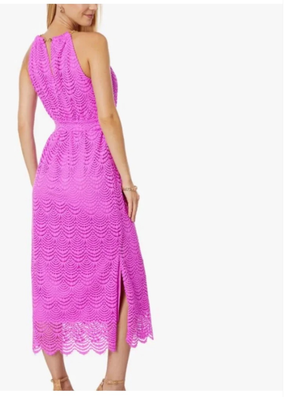 Lily Pulitzer Bright Fuchsia Halter Lace Midi Dress - Picture 2 of 6